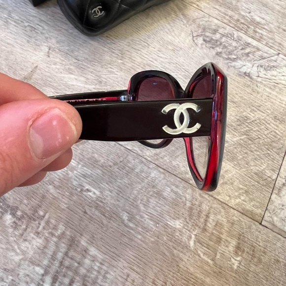 Chanel Women's Burgundy and Red Sunglasses - Picture 4 of 5